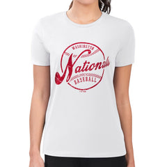 Washington Nationals G-III 4Her by Carl Banks Women's Super-Slim Fit Lightweight Distressed Baseball Team T-Shirt - White - MLB on Sale