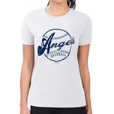 Los Angeles Angels G-III 4Her by Carl Banks Women's Super-Slim Fit Lightweight Distressed Baseball Team T-Shirt - White - MLB Sale