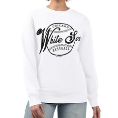 Chicago White Sox G-III 4Her by Carl Banks Women's Distressed Baseball Team Fleece Pullover Sweatshirt - White - MLB Lifestyle