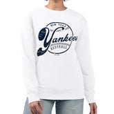 New York Yankees G-III 4Her by Carl Banks Women's Distressed Baseball Team Fleece Pullover Sweatshirt - White - MLB Discount