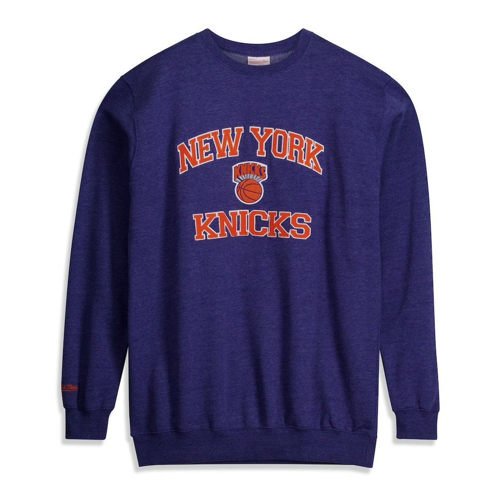New York Knicks Hardwood Classics Big & Tall Crewneck Sweatshirt Heather Blue | Mitchell & Ness online