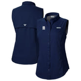 Detroit Tigers Columbia Women's Tamiami Sleeveless Shirt - Navy - Columbia on Sale