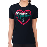 Seattle Mariners G-III 4Her by Carl Banks Women's Super-Slim Fit Lightweight Double Heart T-Shirt - Navy - MLB Sale