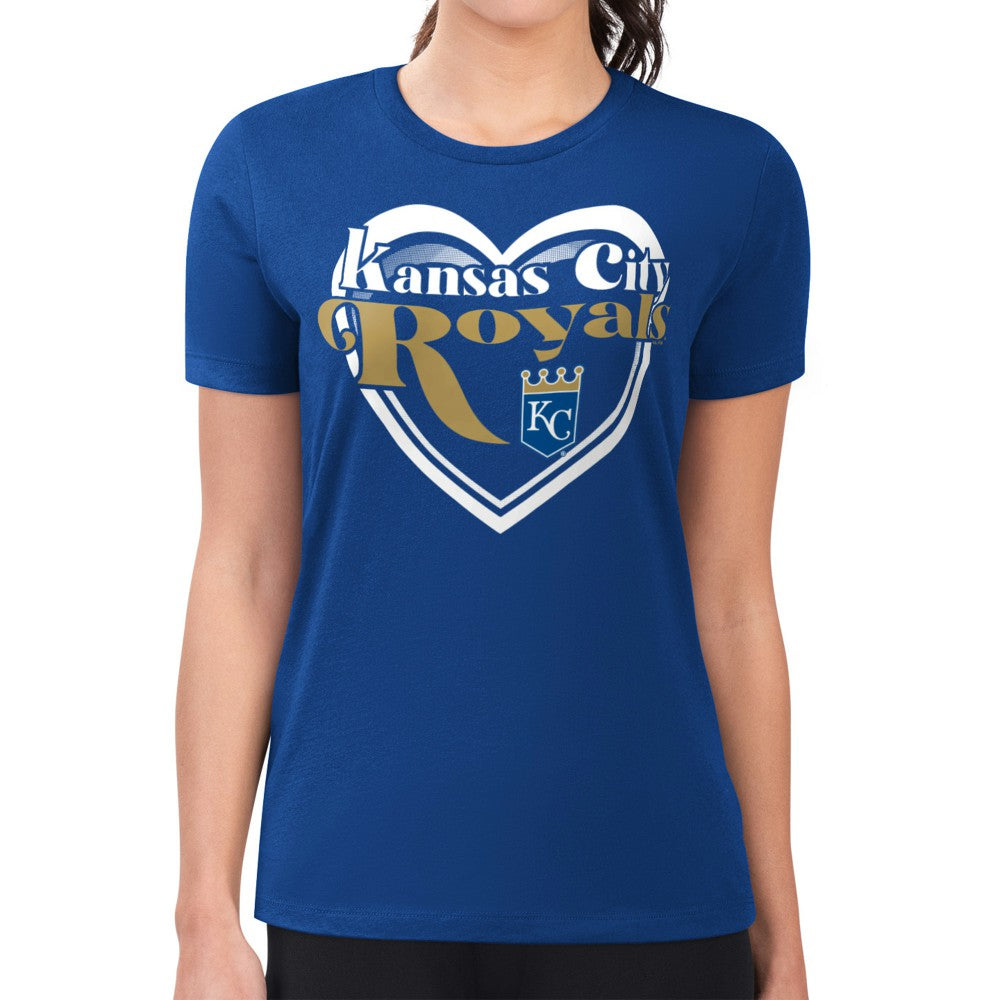 Kansas City Royals G-III 4Her by Carl Banks Women's Super-Slim Fit Lightweight Double Heart T-Shirt - Royal - MLB on Sale