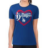 Los Angeles Dodgers G-III 4Her by Carl Banks Women's Super-Slim Fit Lightweight Double Heart T-Shirt - Royal - MLB Lifestyle