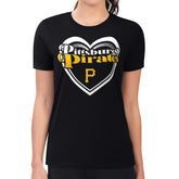 Pittsburgh Pirates G-III 4Her by Carl Banks Women's Super-Slim Fit Lightweight Double Heart T-Shirt - Black - MLB on Sale