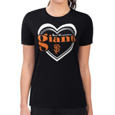 San Francisco Giants G-III 4Her by Carl Banks Women's Super-Slim Fit Lightweight Double Heart T-Shirt - Black - MLB Discount