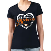 Houston Astros G-III 4Her by Carl Banks Women's Super-Slim Fit Lightweight Double Heart V-Neck T-Shirt - Navy - MLB on Sale