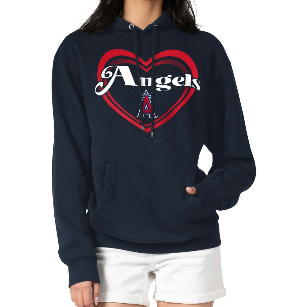 Los Angeles Angels G-III 4Her by Carl Banks Women's Double Heart Fleece Pullover Hoodie - Navy - MLB Lifestyle