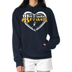 Milwaukee Brewers G-III 4Her by Carl Banks Women's Double Heart Fleece Pullover Hoodie - Navy - MLB Online