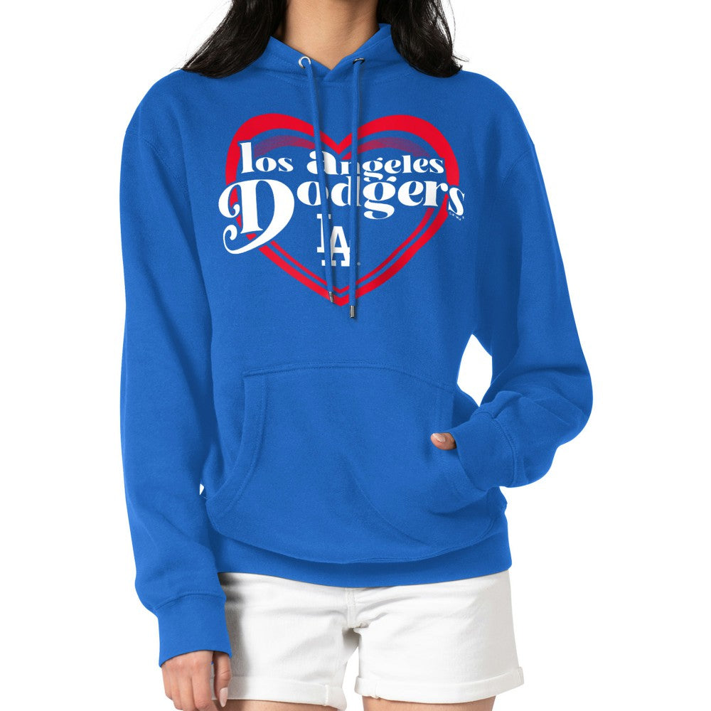 Los Angeles Dodgers G-III 4Her by Carl Banks Women's Double Heart Fleece Pullover Hoodie - Royal - MLB Discount