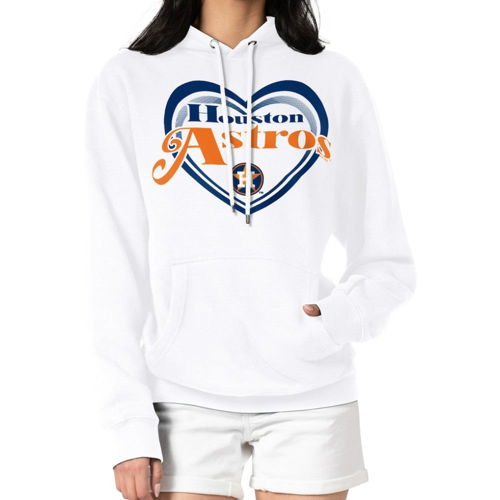 Houston Astros G-III 4Her by Carl Banks Women's Double Heart Fleece Pullover Hoodie - White - MLB Lifestyle