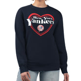 New York Yankees G-III 4Her by Carl Banks Women's Double Heart Fleece Pullover Sweatshirt - Navy - MLB Sale