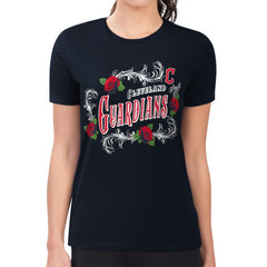 Cleveland Guardians G-III 4Her by Carl Banks Women's Super-Slim Fit Lightweight Retro Roses T-Shirt - Navy - MLB on Sale