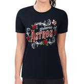 Houston Astros G-III 4Her by Carl Banks Women's Super-Slim Fit Lightweight Retro Roses T-Shirt - Navy - MLB Sale