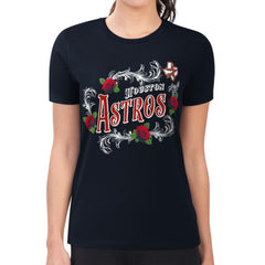 Houston Astros G-III 4Her by Carl Banks Women's Super-Slim Fit Lightweight Retro Roses T-Shirt - Navy - MLB Sale