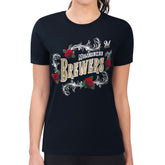 Milwaukee Brewers G-III 4Her by Carl Banks Women's Super-Slim Fit Lightweight Retro Roses T-Shirt - Navy - MLB Online
