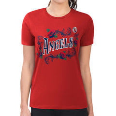 Los Angeles Angels G-III 4Her by Carl Banks Women's Super-Slim Fit Lightweight Retro Roses T-Shirt - Red - MLB Online