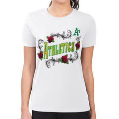 Athletics G-III 4Her by Carl Banks Women's Super-Slim Fit Lightweight Retro Roses T-Shirt - White - MLB on Sale