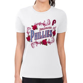 Philadelphia Phillies G-III 4Her by Carl Banks Women's Super-Slim Fit Lightweight Retro Roses T-Shirt - White - MLB Discount