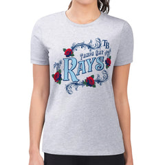 Tampa Bay Rays G-III 4Her by Carl Banks Women's Super-Slim Fit Lightweight Retro Roses T-Shirt - Gray - MLB Sale