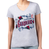 Cleveland Guardians G-III 4Her by Carl Banks Women's Super-Slim Fit Lightweight Retro Roses V-Neck T-Shirt - Gray - MLB Online
