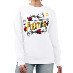 Pittsburgh Pirates G-III 4Her by Carl Banks Women's Retro Roses Fleece Pullover Sweatshirt - White - MLB Discount