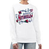 Washington Nationals G-III 4Her by Carl Banks Women's Retro Roses Fleece Pullover Sweatshirt - White - MLB Lifestyle