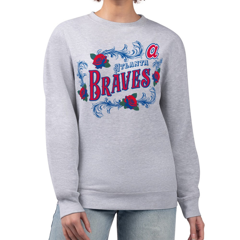 Atlanta Braves G-III 4Her by Carl Banks Women's Retro Roses Fleece Pullover Sweatshirt - Gray - MLB Online
