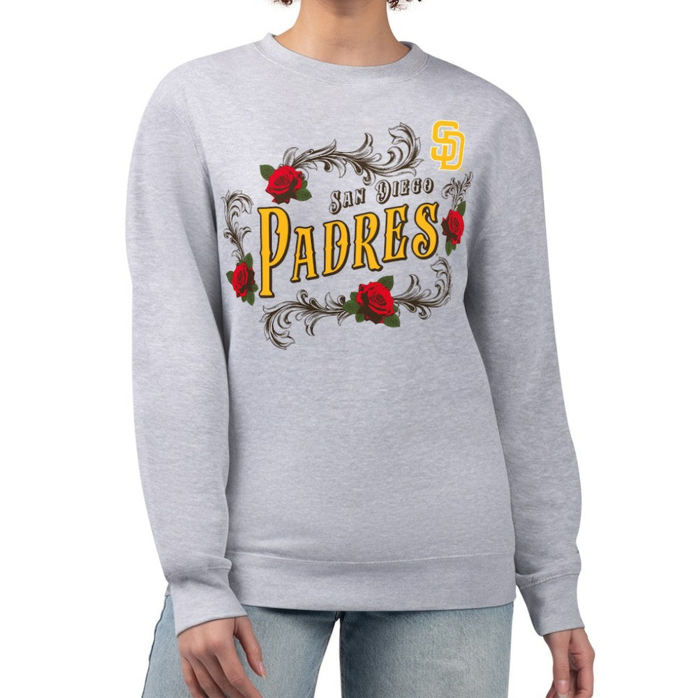 San Diego Padres G-III 4Her by Carl Banks Women's Retro Roses Fleece Pullover Sweatshirt - Gray - MLB Online