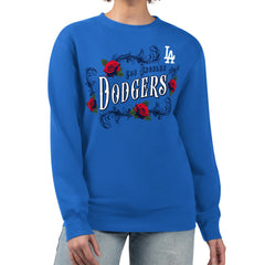 Los Angeles Dodgers G-III 4Her by Carl Banks Women's Retro Roses Fleece Pullover Sweatshirt - Royal - MLB Online