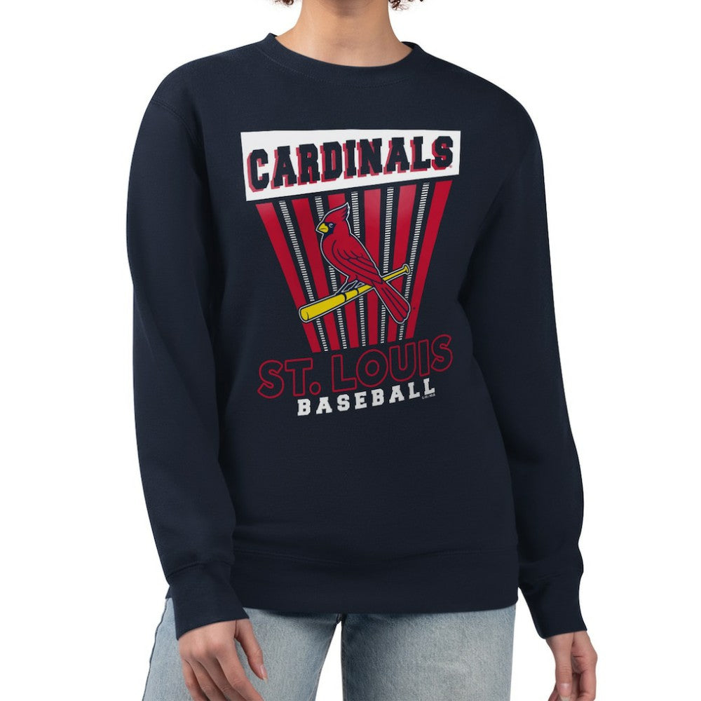 St. Louis Cardinals Starter Women's Poster Print Pullover Sweatshirt - Navy - MLB Sale