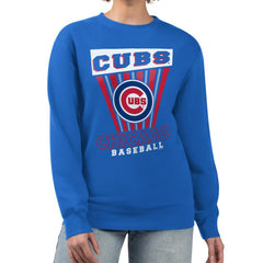 Chicago Cubs Starter Women's Poster Print Pullover Sweatshirt - Royal - MLB on Sale