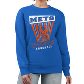 New York Mets Starter Women's Poster Print Pullover Sweatshirt - Royal - MLB Discount