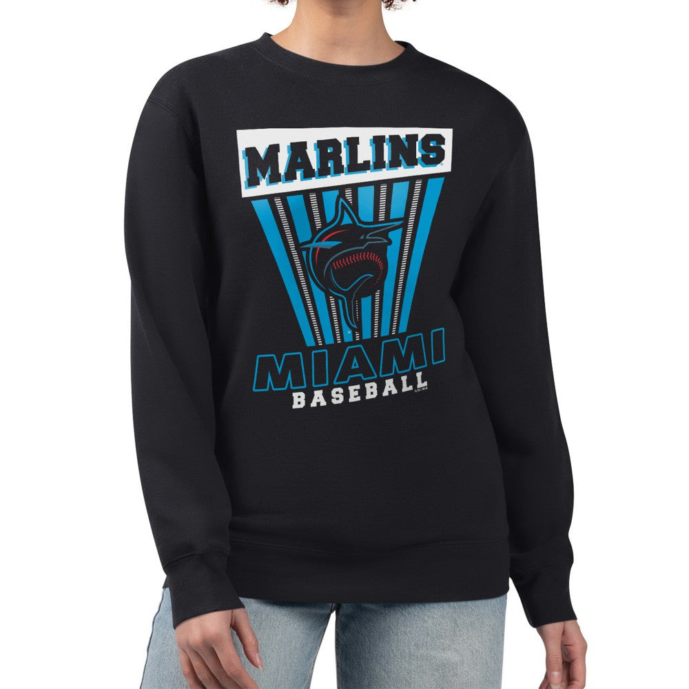 Miami Marlins Starter Women's Poster Print Pullover Sweatshirt - Black - MLB Lifestyle