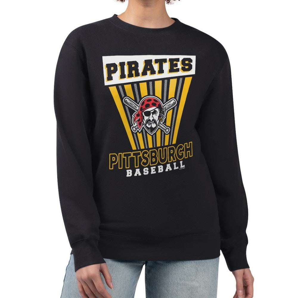 Pittsburgh Pirates Starter Women's Poster Print Pullover Sweatshirt - Black - MLB Lifestyle