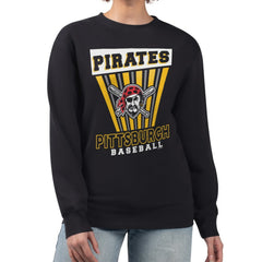 Pittsburgh Pirates Starter Women's Poster Print Pullover Sweatshirt - Black - MLB Lifestyle