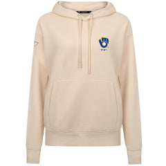 Milwaukee Brewers Levelwear Women's Cooperstown Collection Adorn Core Logo Pullover Hoodie - Khaki - MLB Lifestyle