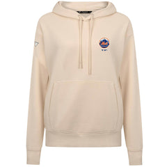 New York Mets Levelwear Women's Cooperstown Collection Adorn Core Logo Pullover Hoodie - Khaki - MLB Sale