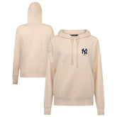 New York Yankees Levelwear Women's Cooperstown Collection Adorn Core Logo Pullover Hoodie - Khaki - MLB Discount