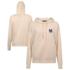New York Yankees Levelwear Women's Cooperstown Collection Adorn Core Logo Pullover Hoodie - Khaki - MLB Discount