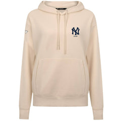 New York Yankees Levelwear Women's Cooperstown Collection Adorn Core Logo Pullover Hoodie - Khaki - MLB Discount