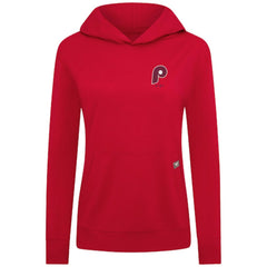Philadelphia Phillies Levelwear Women's Cooperstown Collection Relay Core Logo Pullover Hoodie - Red - MLB on Sale