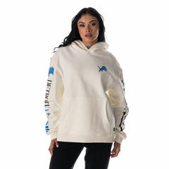 Detroit Lions The Wild Collective Unisex Stacked Graphic Sleeve Fleece Hoodie Cream