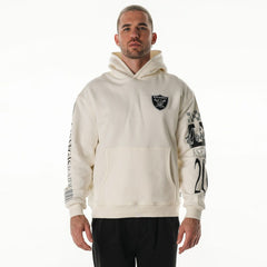 Las Vegas Raiders The Wild Collective Unisex Stacked Graphic Sleeve Fleece Hoodie Cream