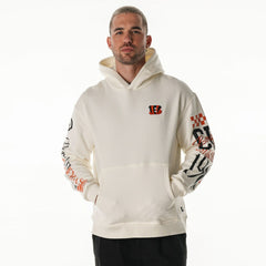 Cincinnati Bengals The Wild Collective Unisex Stacked Graphic Sleeve Fleece Hoodie Cream
