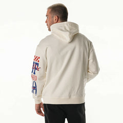 Buffalo Bills The Wild Collective Unisex Stacked Graphic Sleeve Fleece Hoodie Cream
