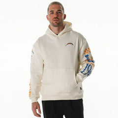 Los Angeles Chargers The Wild Collective Unisex Stacked Graphic Sleeve Fleece Hoodie Cream