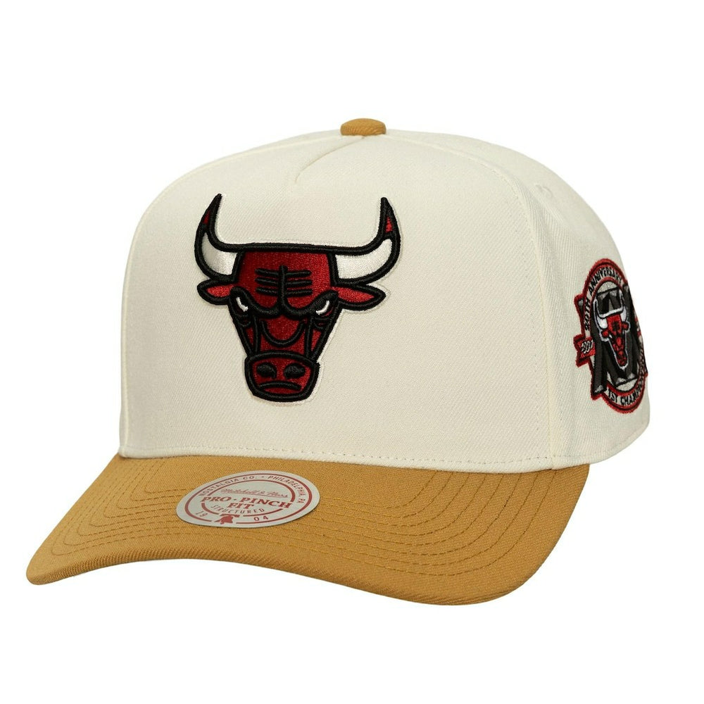 Chicago Bulls Ochre Dusted Double Two-Toned Pro Crown Adjustable Hat Cream | Mitchell & Ness
