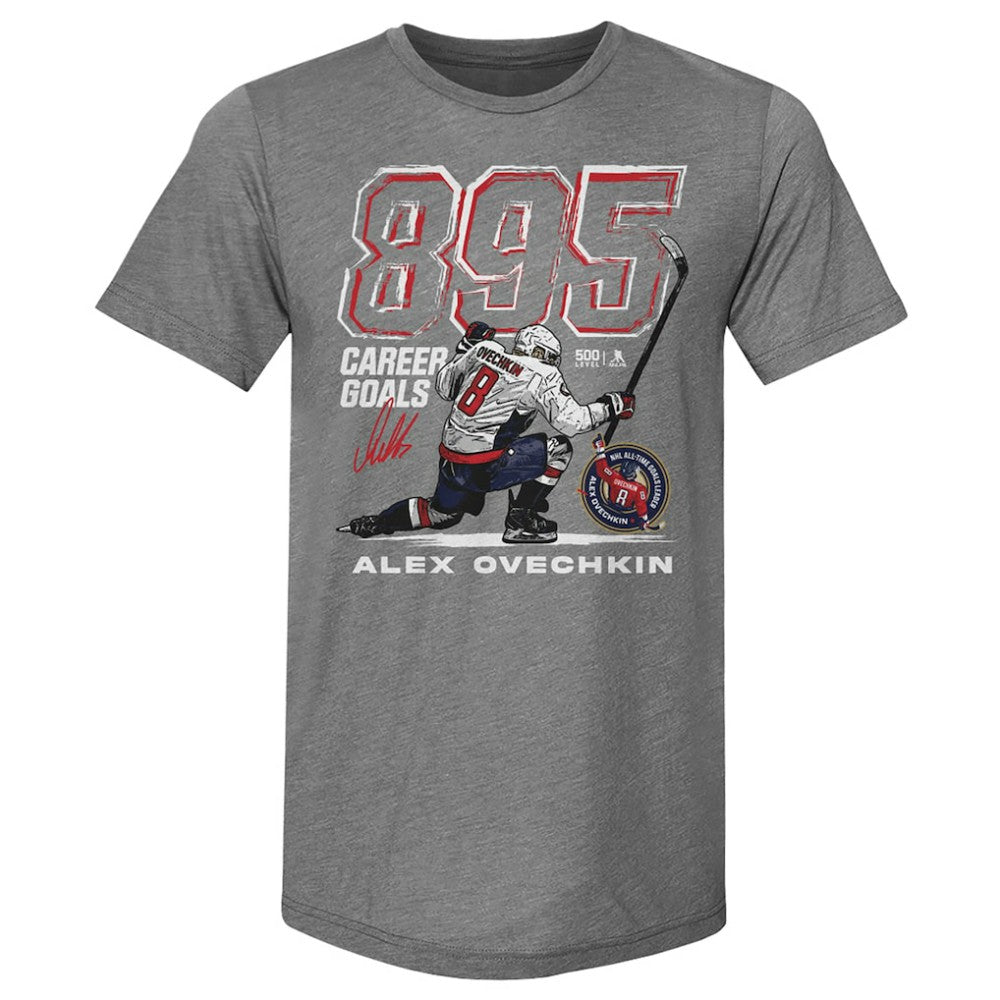 Alexander Ovechkin Washington Capitals 500 Level NHL All-Time Leading Goal Scorer Tri-Blend Grunge T-Shirt - Gray - NHL 203089728